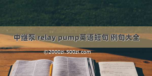 中继泵 relay pump英语短句 例句大全