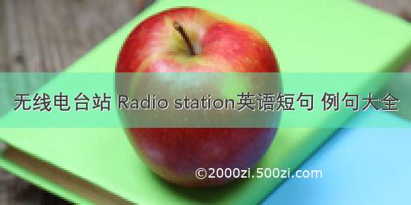 无线电台站 Radio station英语短句 例句大全