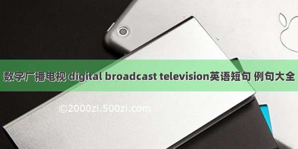 数字广播电视 digital broadcast television英语短句 例句大全