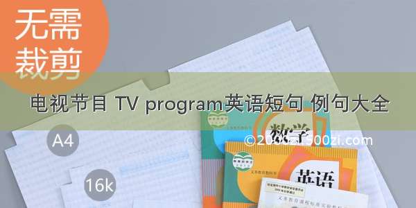 电视节目 TV program英语短句 例句大全