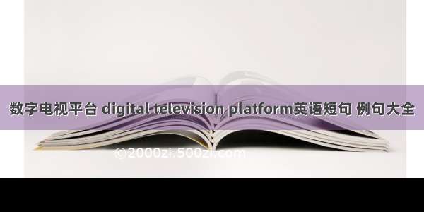 数字电视平台 digital television platform英语短句 例句大全