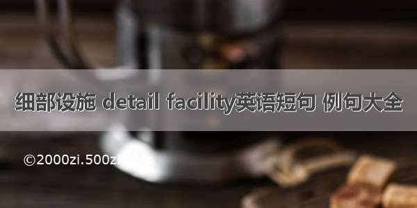 细部设施 detail facility英语短句 例句大全