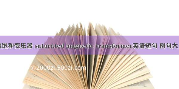 磁饱和变压器 saturated magnetic transformer英语短句 例句大全