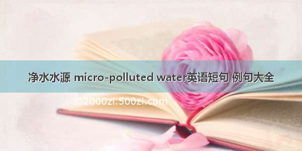 净水水源 micro-polluted water英语短句 例句大全