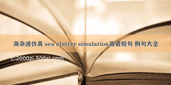 海杂波仿真 sea clutter simulation英语短句 例句大全