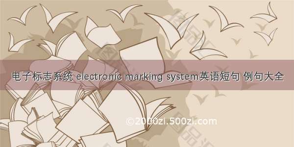 电子标志系统 electronic marking system英语短句 例句大全