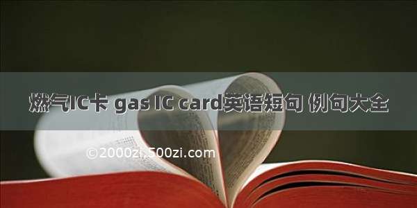 燃气IC卡 gas IC card英语短句 例句大全