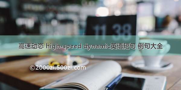 高速动态 high-speed dynamic英语短句 例句大全