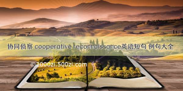 协同侦察 cooperative reconnaissance英语短句 例句大全