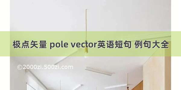 极点矢量 pole vector英语短句 例句大全