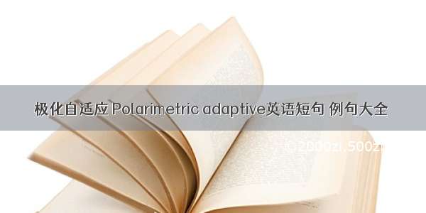 极化自适应 Polarimetric adaptive英语短句 例句大全