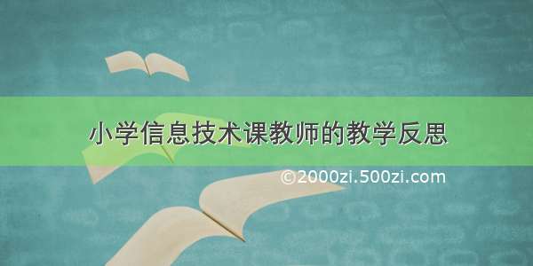 小学信息技术课教师的教学反思