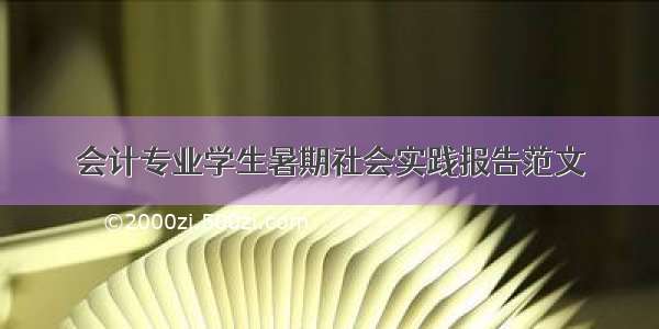 会计专业学生暑期社会实践报告范文