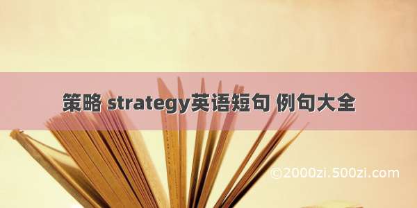 策略 strategy英语短句 例句大全