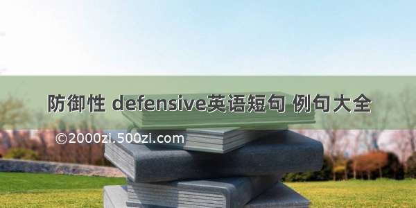 防御性 defensive英语短句 例句大全