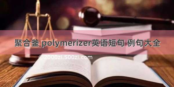 聚合釜 polymerizer英语短句 例句大全