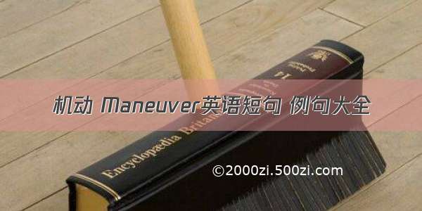 机动 Maneuver英语短句 例句大全