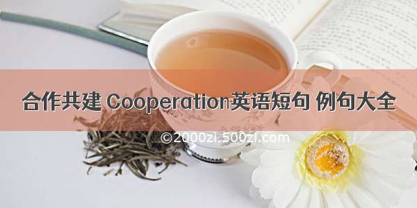 合作共建 Cooperation英语短句 例句大全