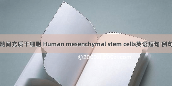 人骨髓间充质干细胞 Human mesenchymal stem cells英语短句 例句大全