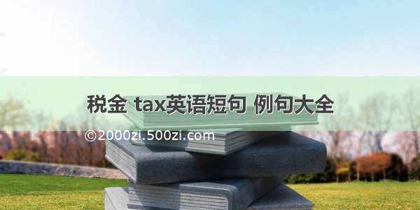 税金 tax英语短句 例句大全