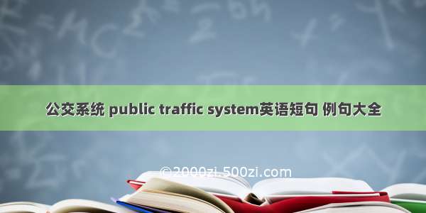 公交系统 public traffic system英语短句 例句大全