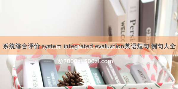 系统综合评价 system integrated evaluation英语短句 例句大全