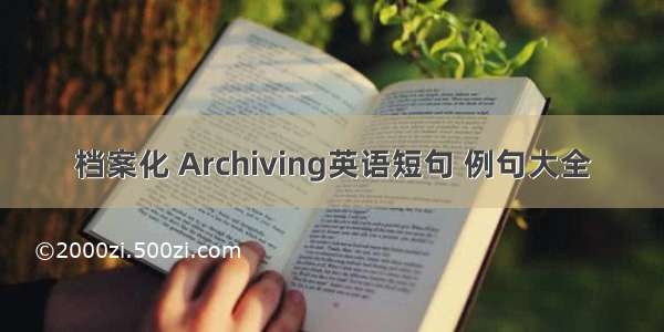 档案化 Archiving英语短句 例句大全