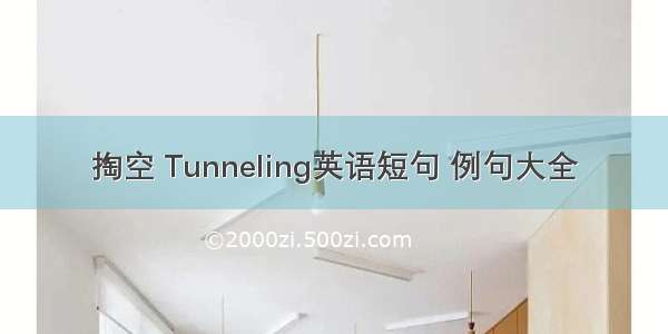 掏空 Tunneling英语短句 例句大全