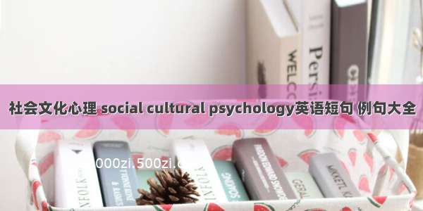 社会文化心理 social cultural psychology英语短句 例句大全