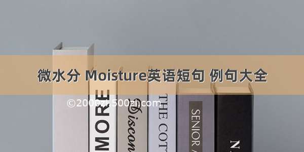 微水分 Moisture英语短句 例句大全