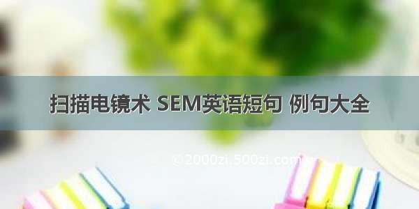 扫描电镜术 SEM英语短句 例句大全