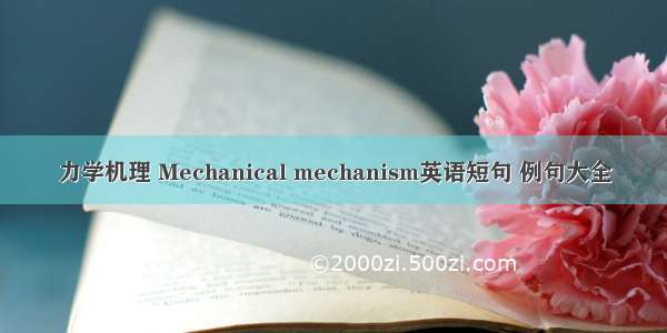 力学机理 Mechanical mechanism英语短句 例句大全