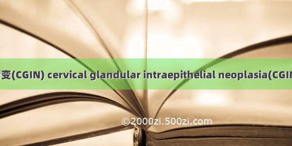 宫颈腺上皮内瘤样病变(CGIN) cervical glandular intraepithelial neoplasia(CGIN)英语短句 例句大全