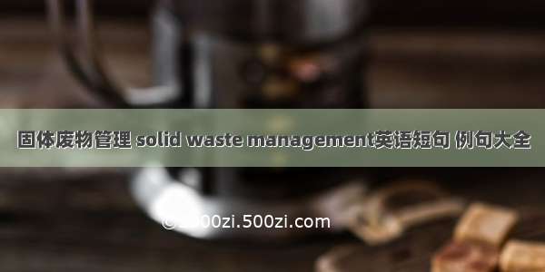 固体废物管理 solid waste management英语短句 例句大全