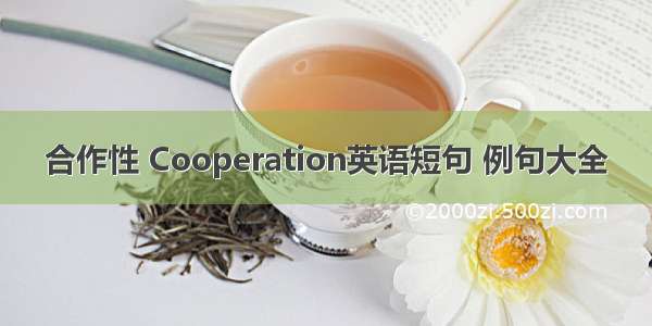 合作性 Cooperation英语短句 例句大全