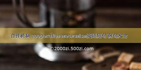 合作机制 cooperation mechanism英语短句 例句大全