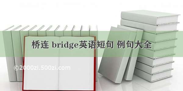 桥连 bridge英语短句 例句大全