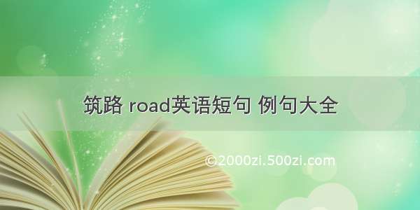 筑路 road英语短句 例句大全