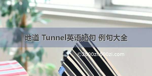 地道 Tunnel英语短句 例句大全