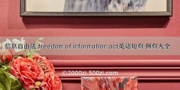 信息自由法 freedom of information act英语短句 例句大全