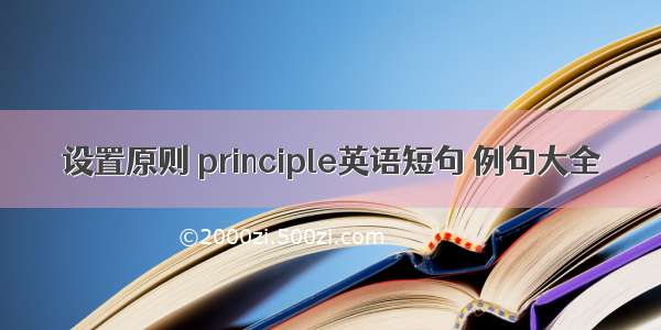 设置原则 principle英语短句 例句大全