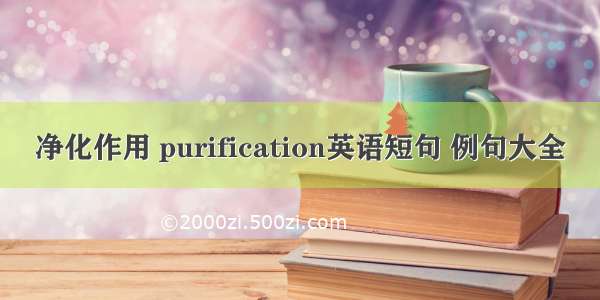 净化作用 purification英语短句 例句大全