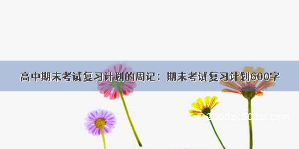 高中期末考试复习计划的周记：期末考试复习计划600字