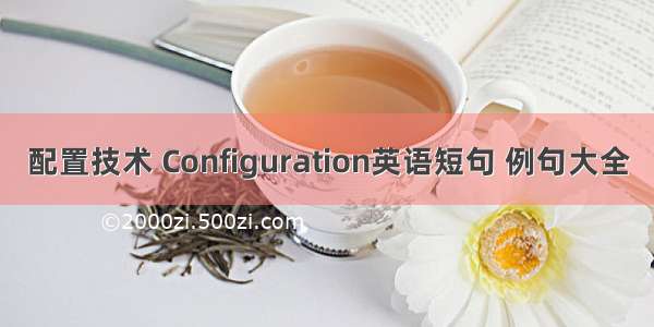 配置技术 Configuration英语短句 例句大全