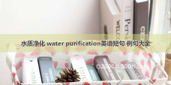 水质净化 water purification英语短句 例句大全