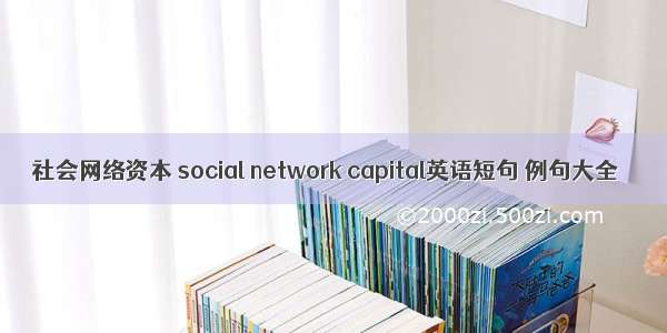 社会网络资本 social network capital英语短句 例句大全