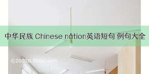 中华民族 Chinese nation英语短句 例句大全