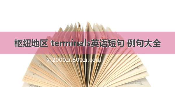 枢纽地区 terminals英语短句 例句大全