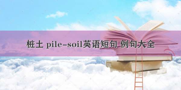 桩土 pile-soil英语短句 例句大全