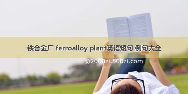 铁合金厂 ferroalloy plant英语短句 例句大全